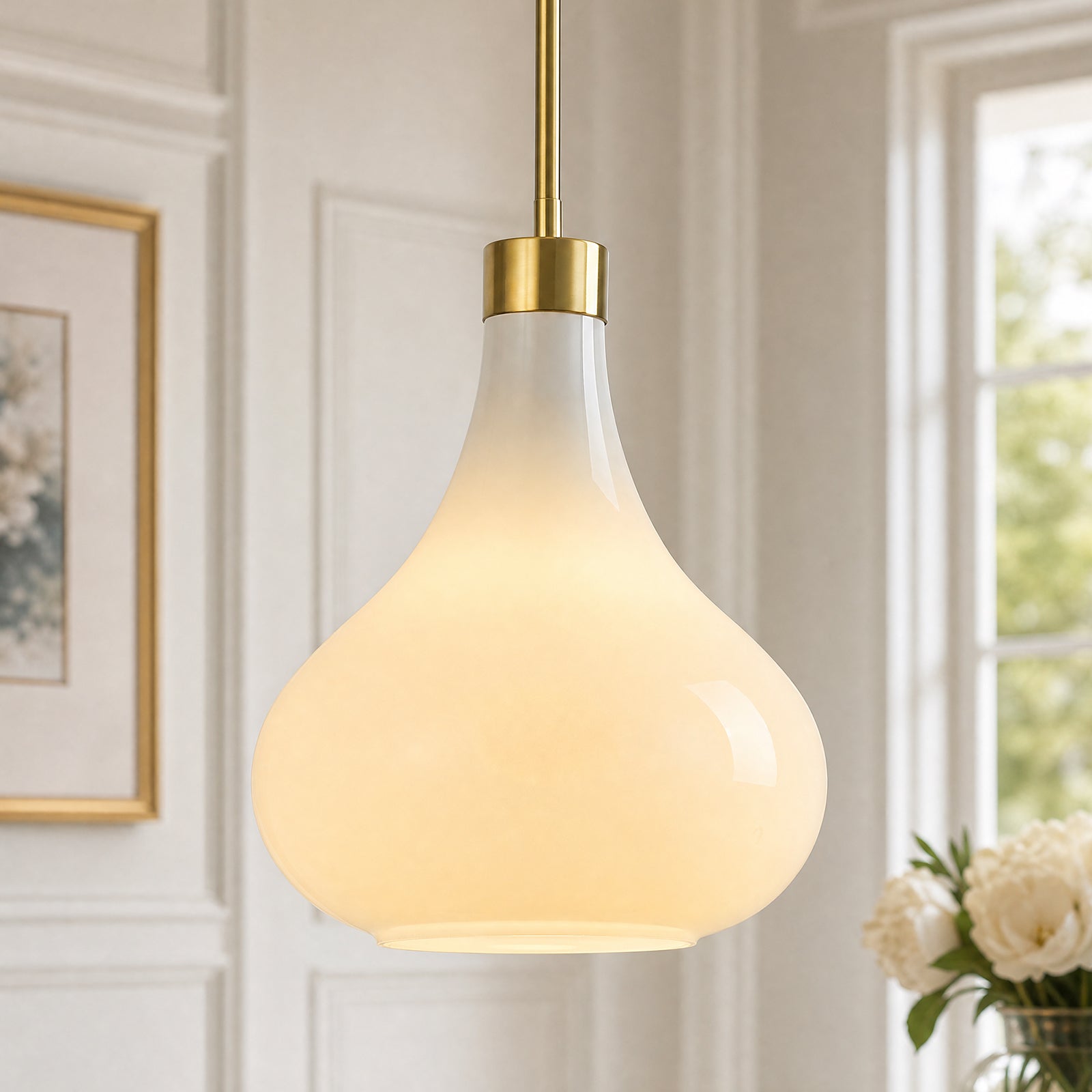 Modern Teardrop Shaped Glass Hanging Single Pendant Light