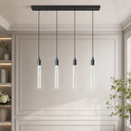 Modern Cylinder Bubble Linear Hanging Crystal LED Pendant Light