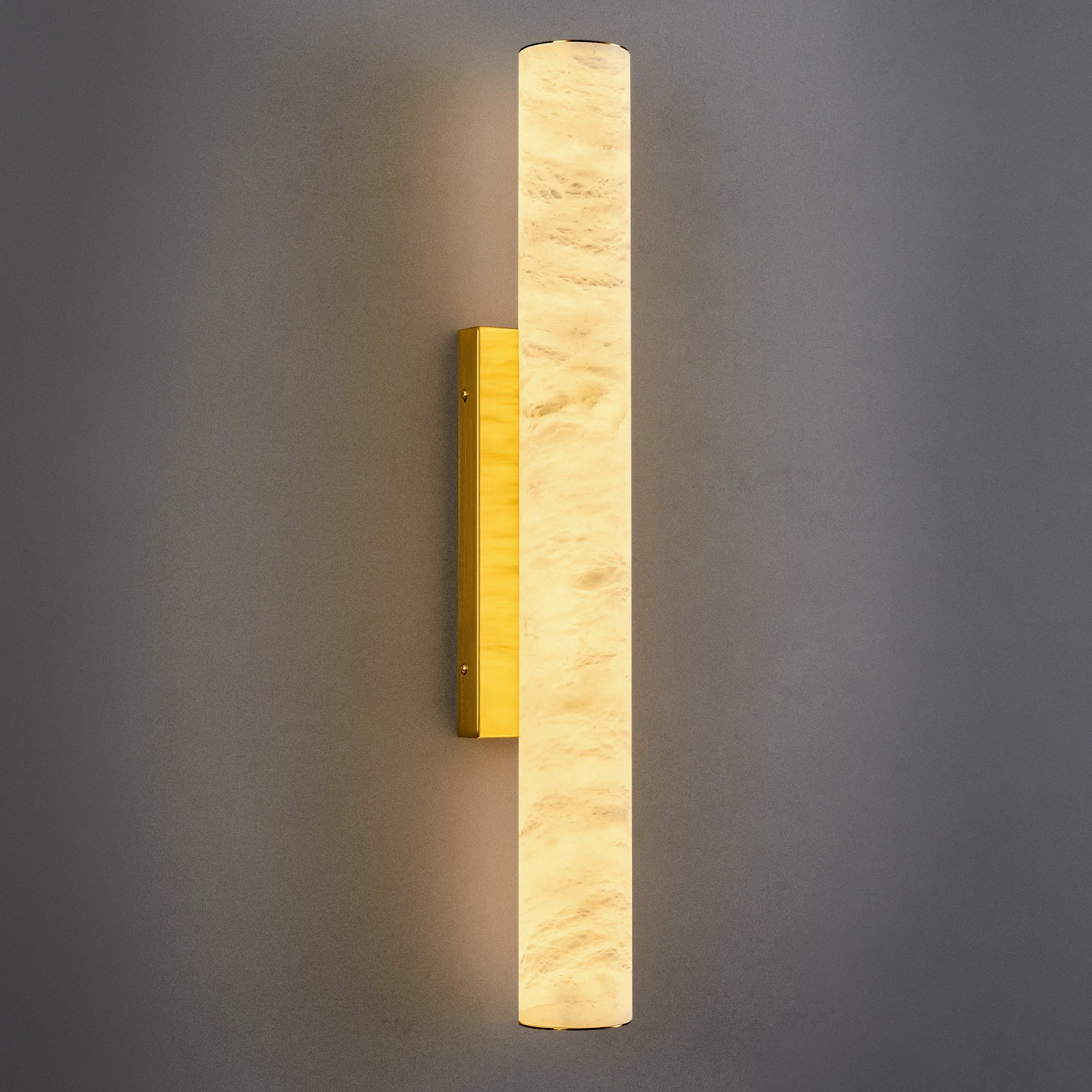 Minimalist Long Cylinder Natural Alabaster Stone LED Wall Sconce