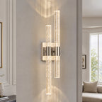 Contemporary Luxury Asymmetric Dual Bubble Crystal Tube LED Wall Sconce