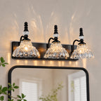 Vintage Clear Flower Glass Shade  Bathroom Vanity