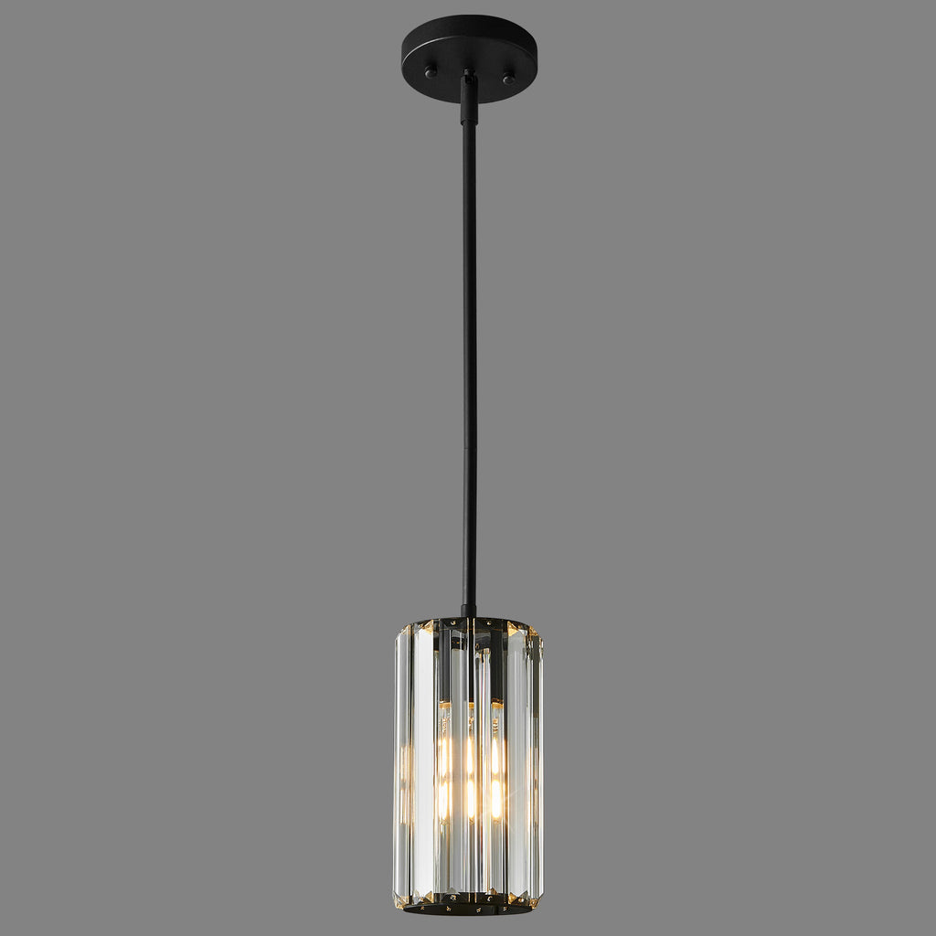 Minimalist Vertical Faceted Crystal Cylinder Pendant Light