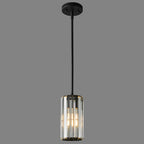 Minimalist Vertical Faceted Crystal Cylinder Pendant Light