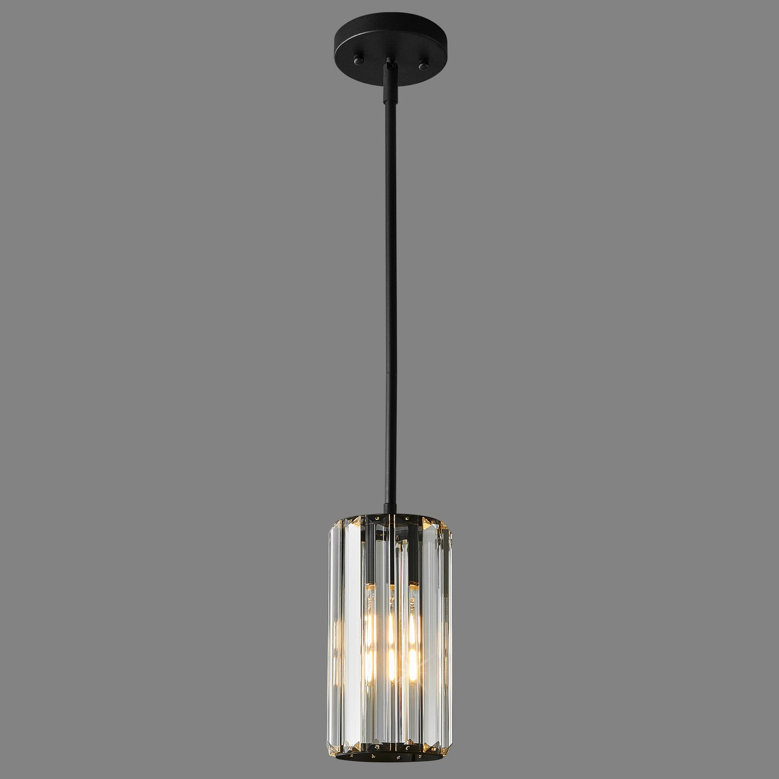 Minimalist Vertical Faceted Crystal Cylinder Pendant Light