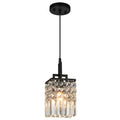 Contemporary Cylinder Prism Square Frame Crystal Pendant Light