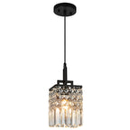 Contemporary Cylinder Prism Square Frame Crystal Pendant Light