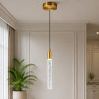 Modern Cylinder Bubble Linear Hanging Crystal LED Pendant Light