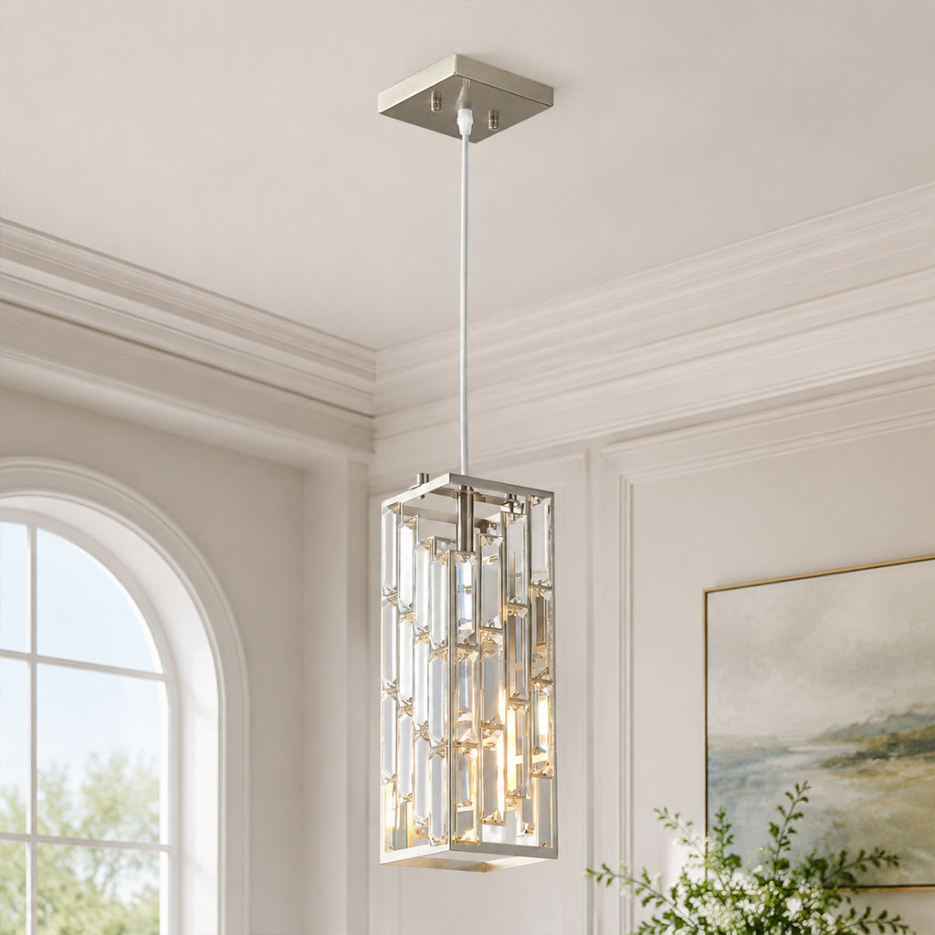 Luxury Frame Rectangular Crystal Linear Pendant Light