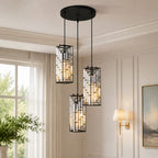 Luxury Frame Rectangular Crystal Linear Pendant Light