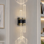 Contemporary Luxury Asymmetric Dual Bubble Crystal Tube LED Wall Sconce