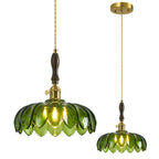 Retro Scalloped Petal Glass Hanging Pendant Light