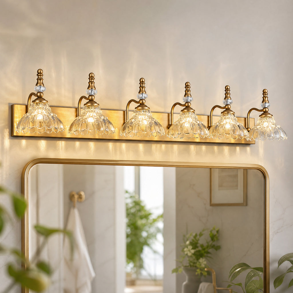 Vintage Clear Flower Glass Shade  Bathroom Vanity
