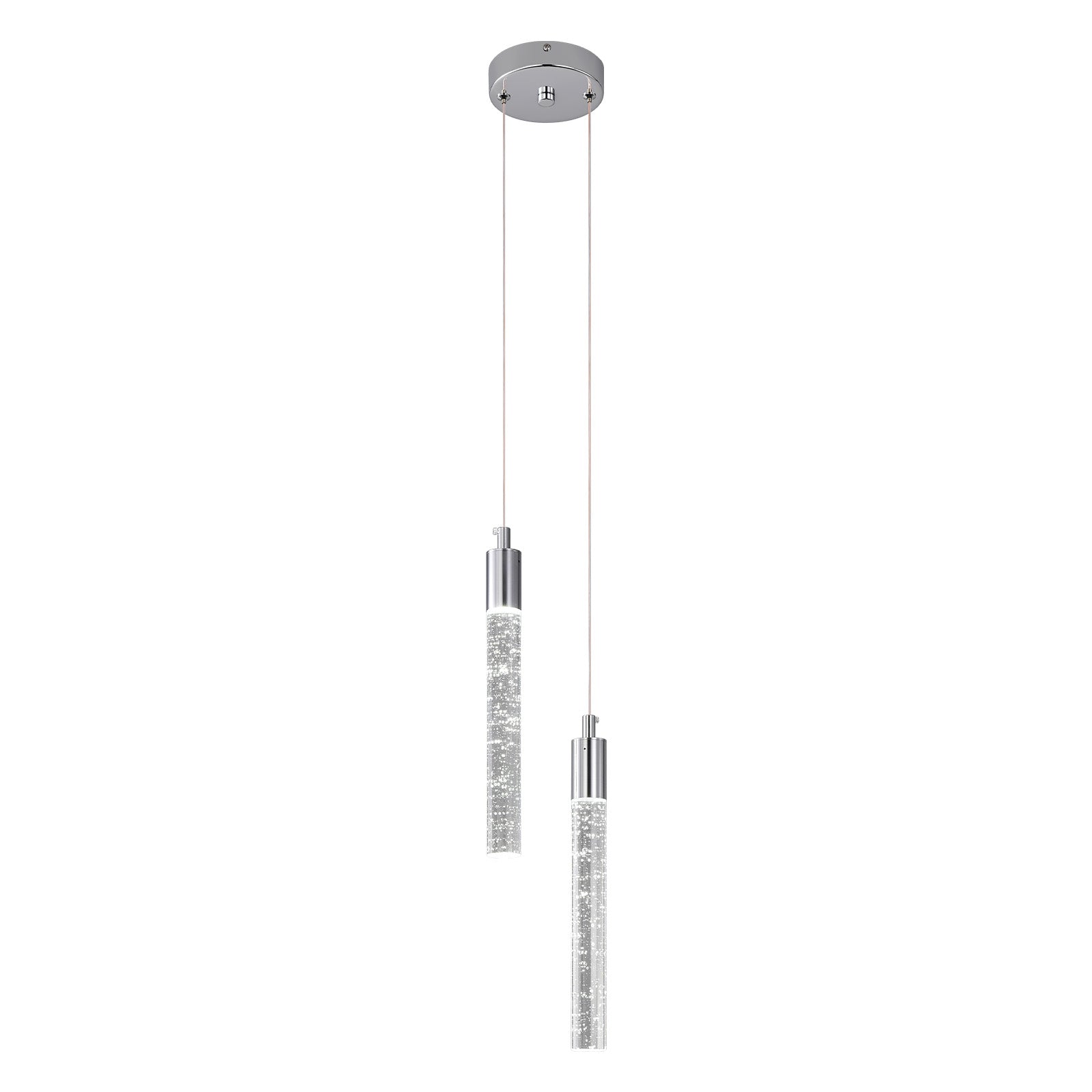 Modern Cylinder Bubble Linear Hanging Crystal LED Pendant Light