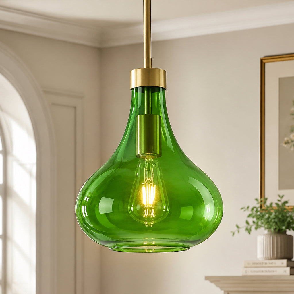 Modern Teardrop Shaped Glass Hanging Single Pendant Light