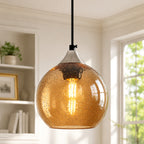 Adjustable Cord Single Hanging Modern Globe Glass Pendant Light