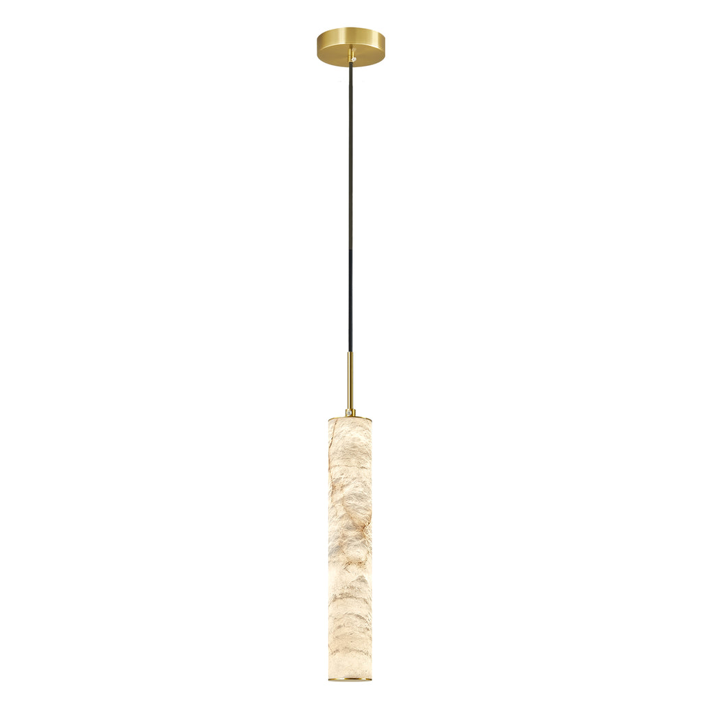 Natural Alabaster Marble Long Tube LED Pendant Light