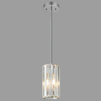 Minimalist Vertical Faceted Crystal Cylinder Pendant Light