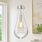 Raindrop Clear Solid Glass Adjustable Suspension Cord Pendant Light