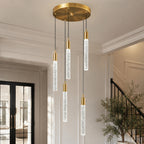 Modern Cylinder Bubble Linear Hanging Crystal LED Pendant Light