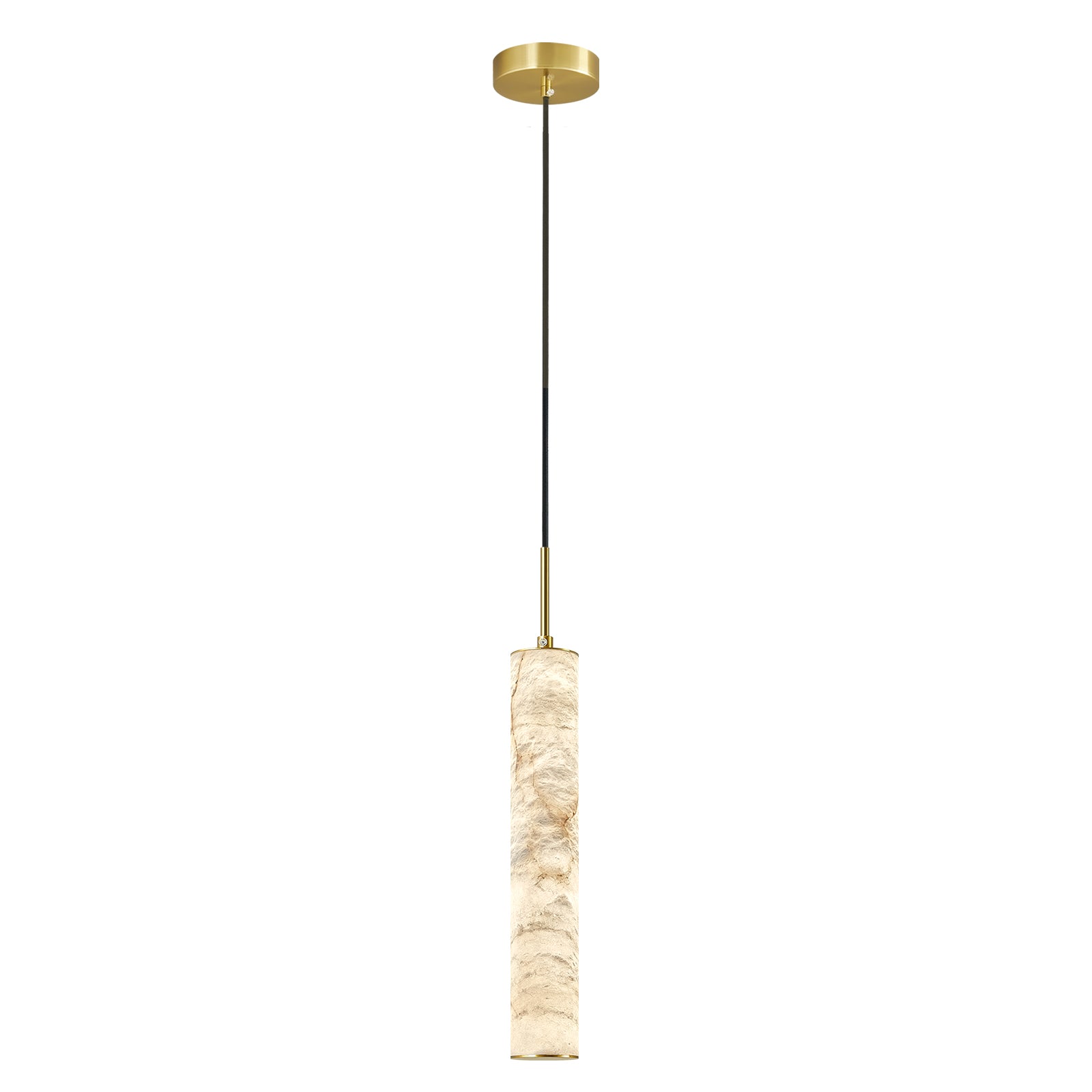 Natural Alabaster Marble Long Tube LED Pendant Light