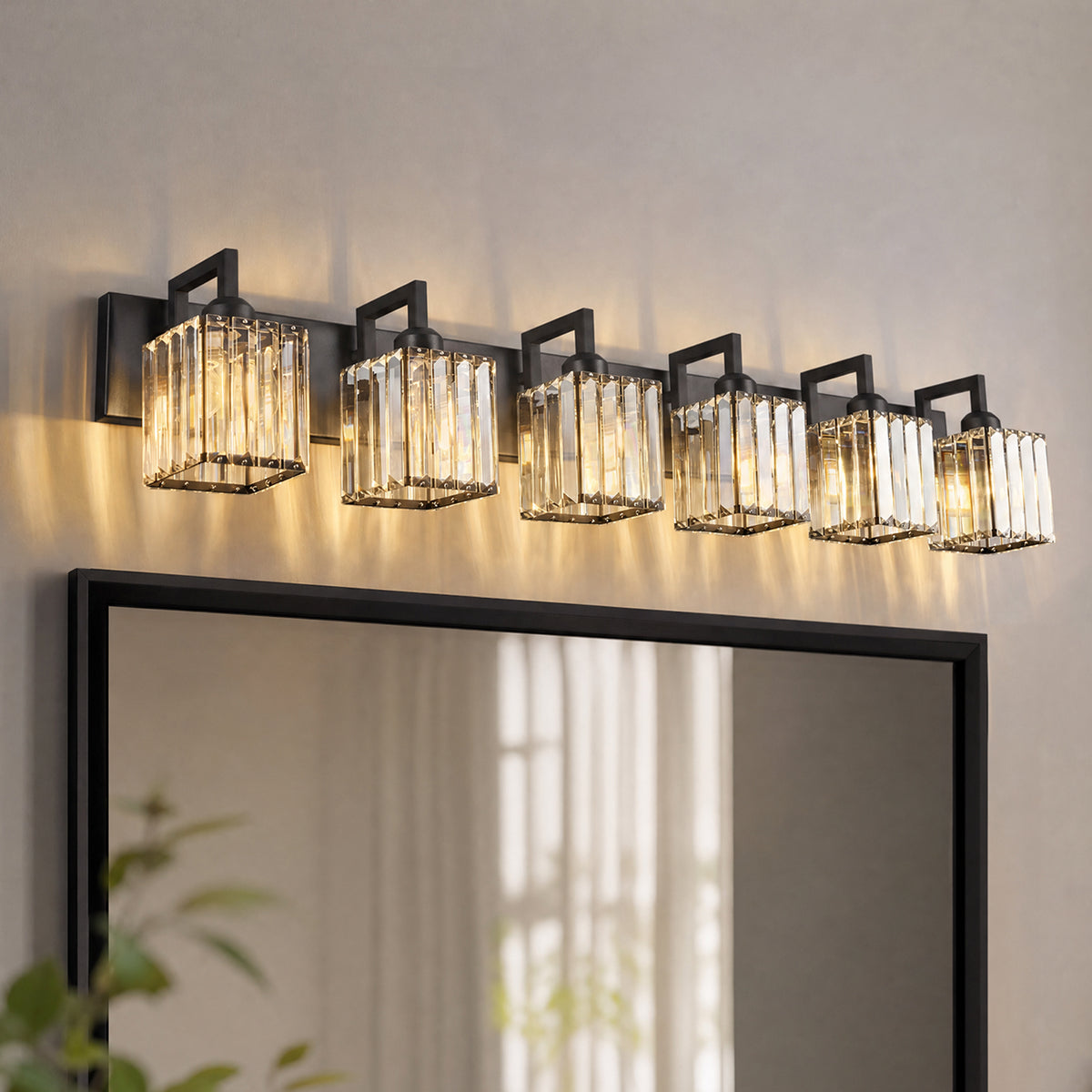 Modern Minimalist Vertical Rectangular Crystal Vanity Light