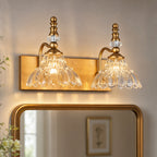 Vintage Clear Flower Glass Shade  Bathroom Vanity