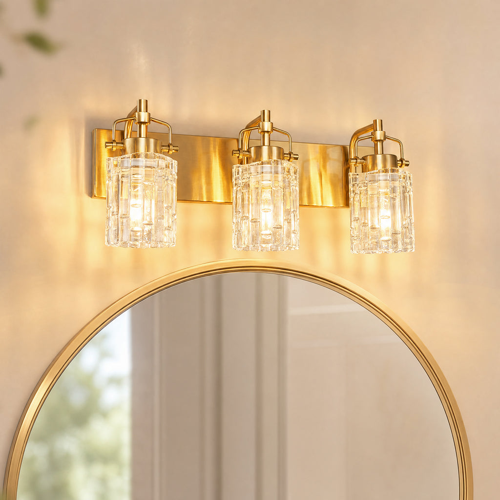 Contemporary Luxury Cylinder Fluted Glass Vanity Light