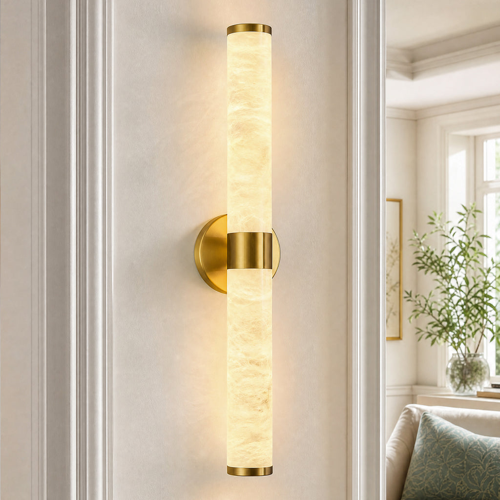 Natural Alabaster LED Wall Sconces Set of Two