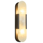 Minimal Luxury Elongated Oval Natural Alabaster Stone Wall Sconce