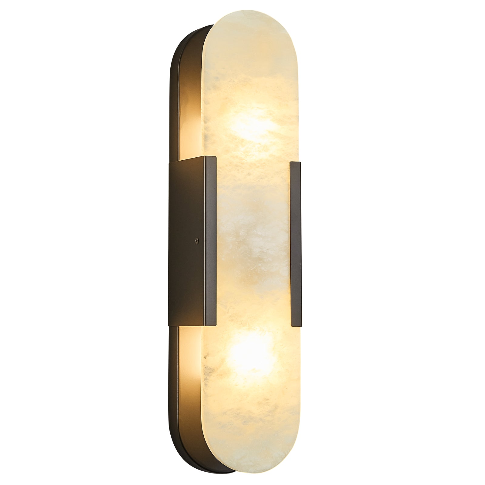 Minimal Luxury Elongated Oval Natural Alabaster Stone Wall Sconce
