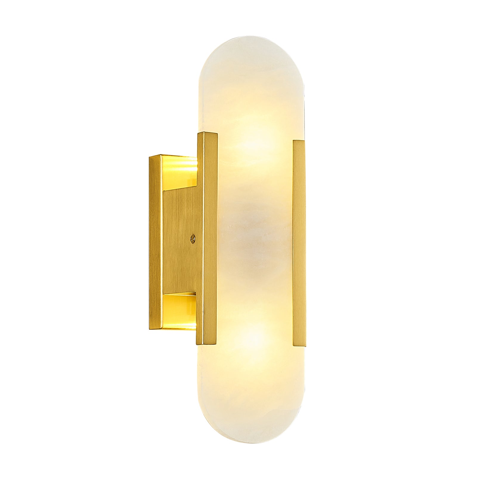 Vertical Long Oval Natural Alabaster Wall Sconce