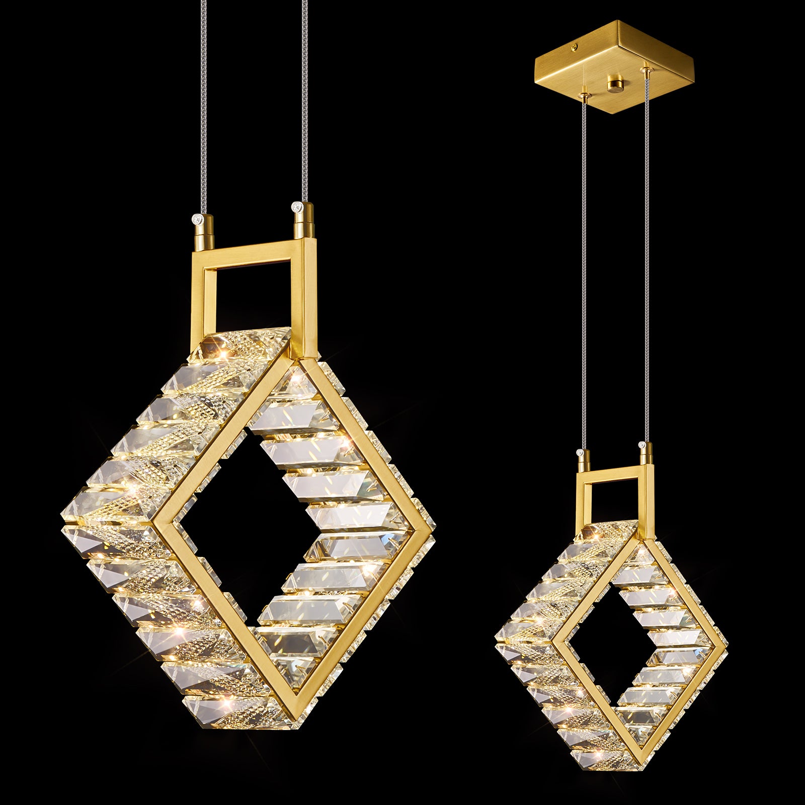 Modern Luxury LED Crystal Geometric Pendant Light