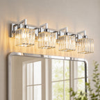 Modern Minimalist Vertical Rectangular Crystal Vanity Light