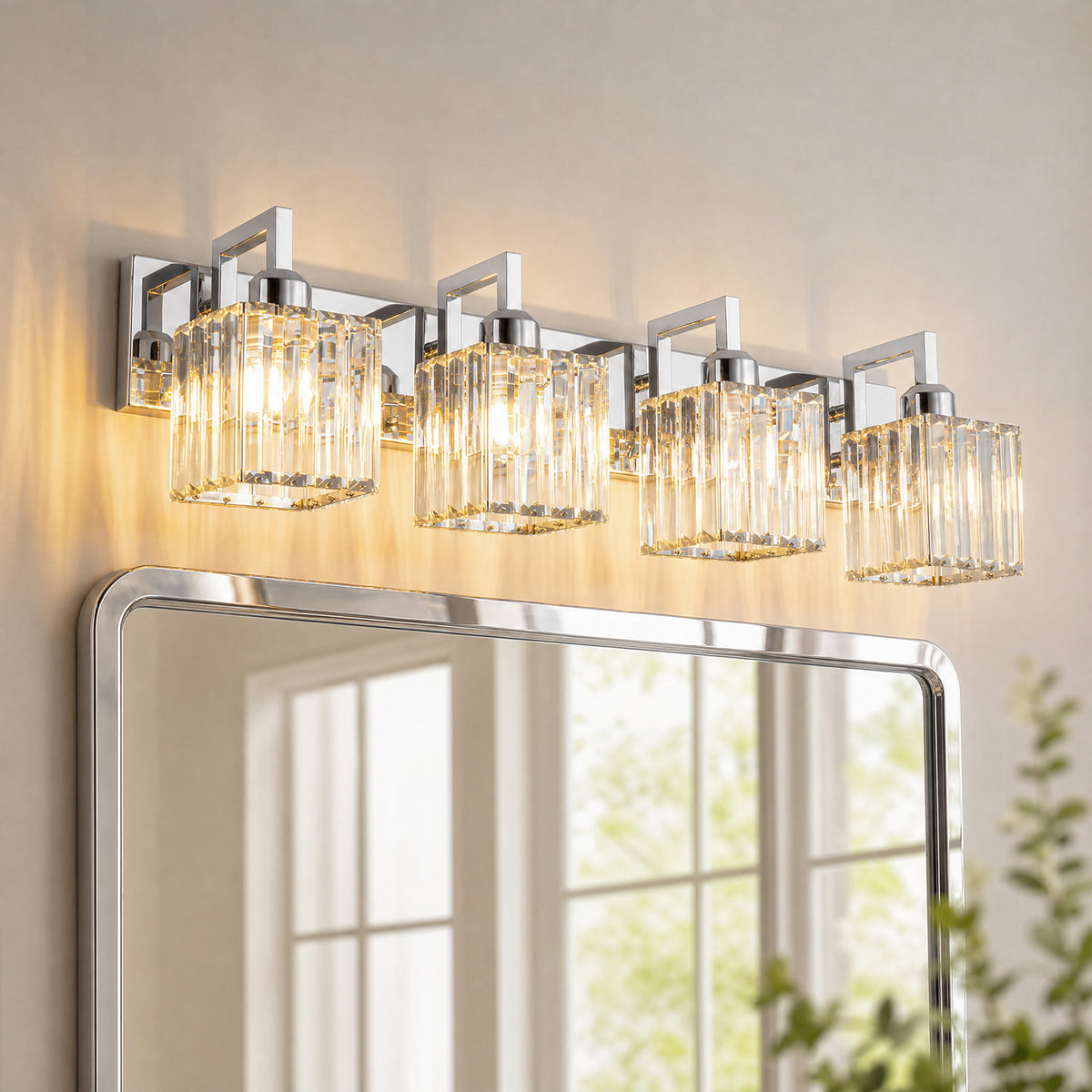 Modern Minimalist Vertical Rectangular Crystal Vanity Light