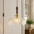 Retro Scalloped Petal Glass Hanging Pendant Light