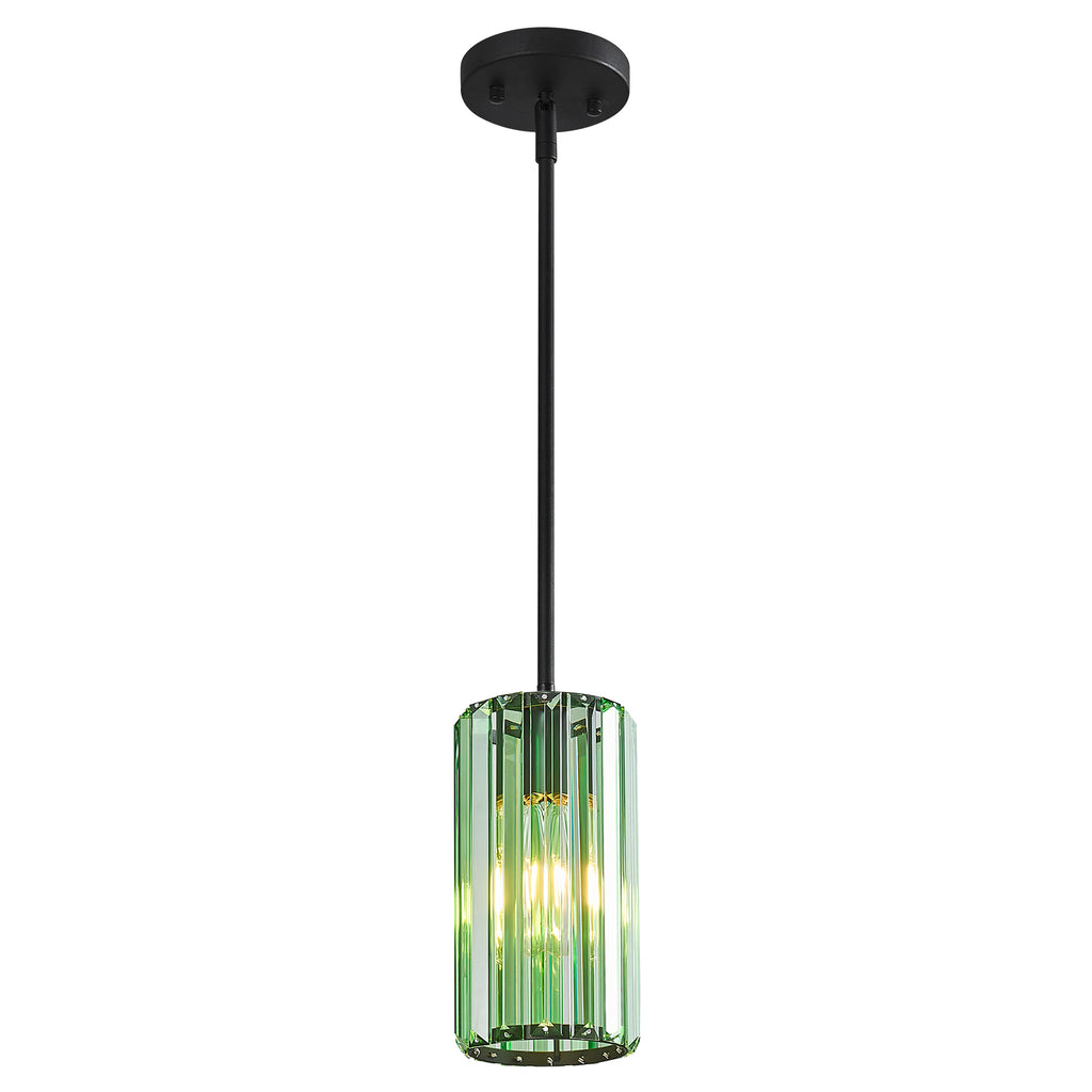 Minimalist Vertical Faceted Crystal Cylinder Pendant Light