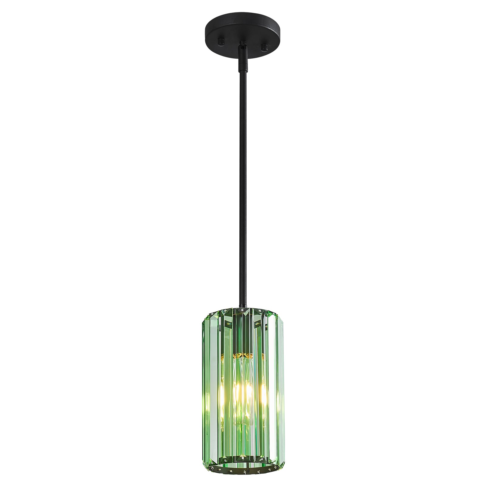 Minimalist Vertical Faceted Crystal Cylinder Pendant Light