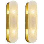 Minimal Luxury Elongated Oval Natural Alabaster Stone Wall Sconce