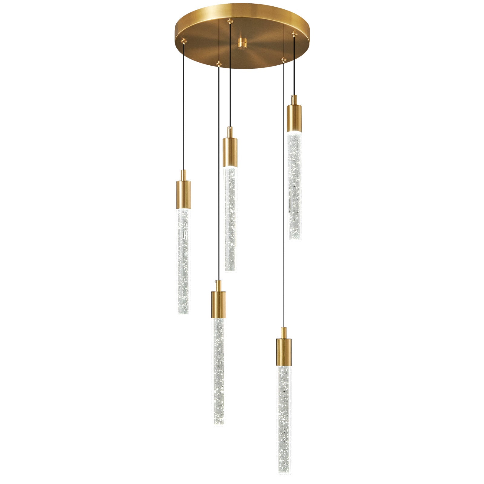 Modern Cylinder Bubble Linear Hanging Crystal LED Pendant Light