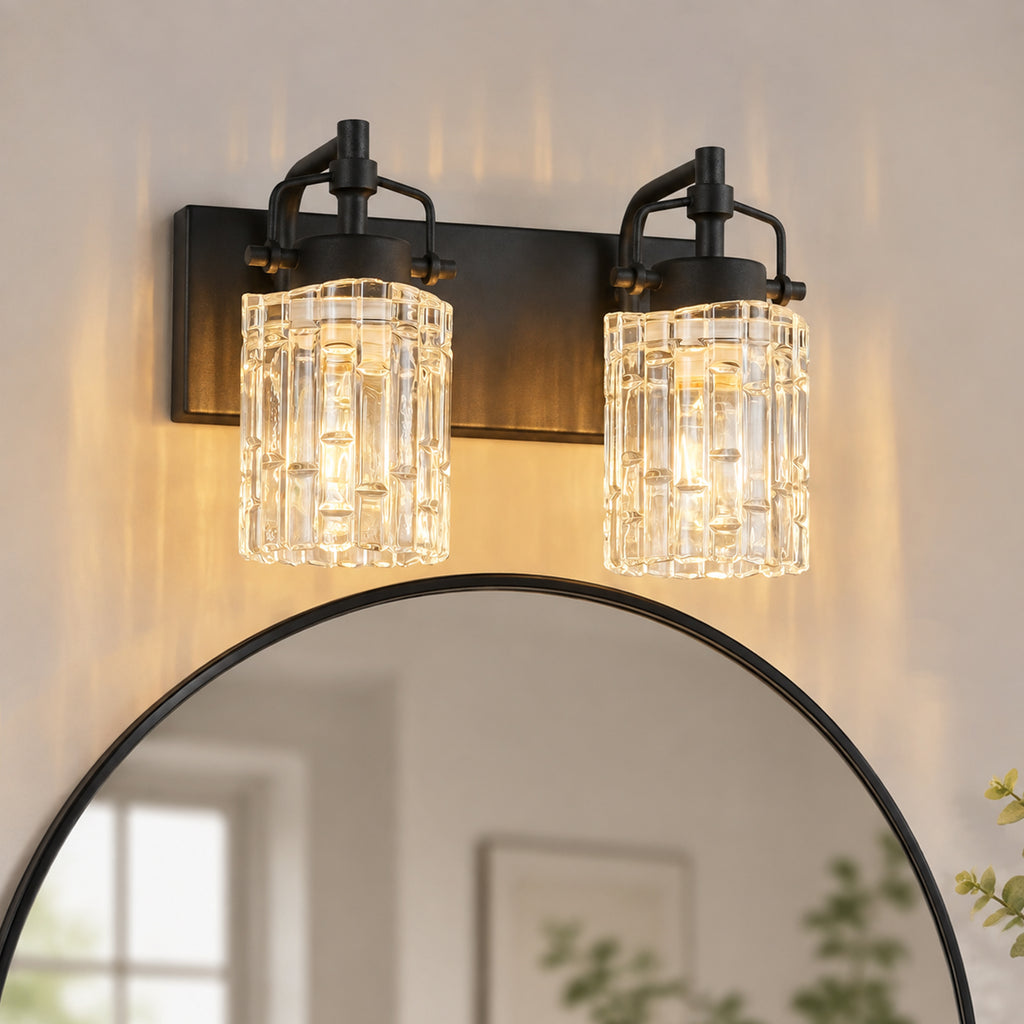 Contemporary Luxury Cylinder Fluted Glass Vanity Light