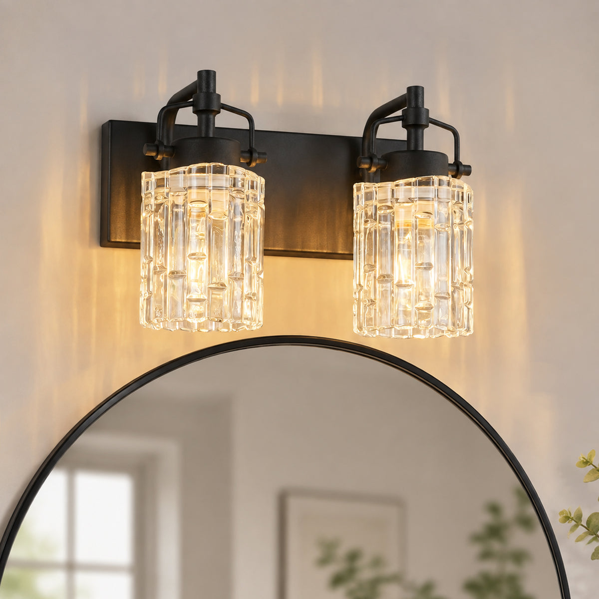 Contemporary Luxury Cylinder Fluted Glass Vanity Light