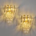 Contemporary Luxury Multi-Layer Prism Crystal Gold Wall Sconce Set of Two