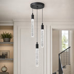 Modern Cylinder Bubble Linear Hanging Crystal LED Pendant Light