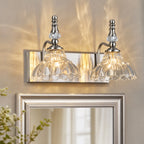 Vintage Clear Flower Glass Shade  Bathroom Vanity