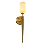 Modern Transitional Candle-Shaped Natural Alabaster Stone Wall Sconce