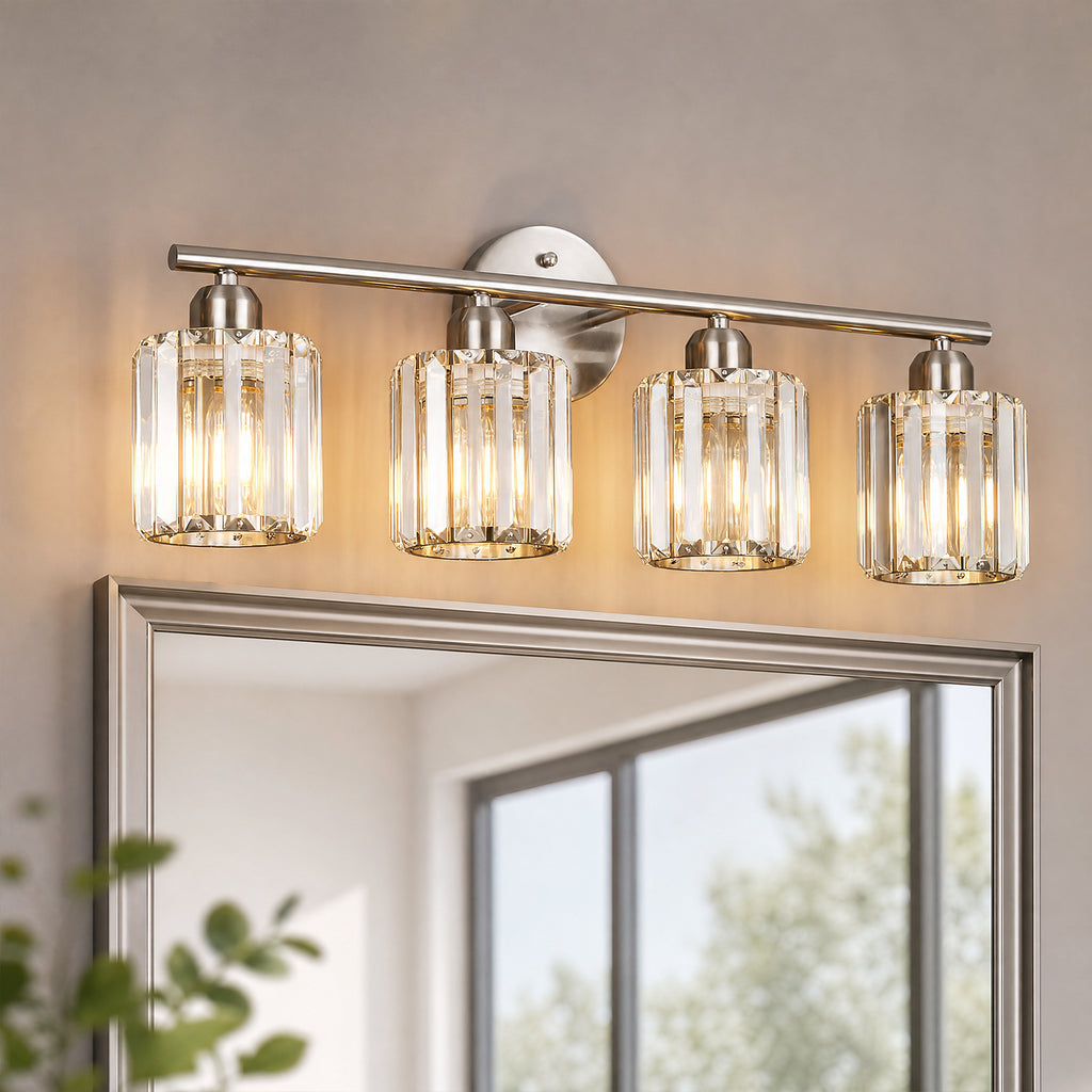 Modern Linear Fluted Crystal Bathroom Vanity Light
