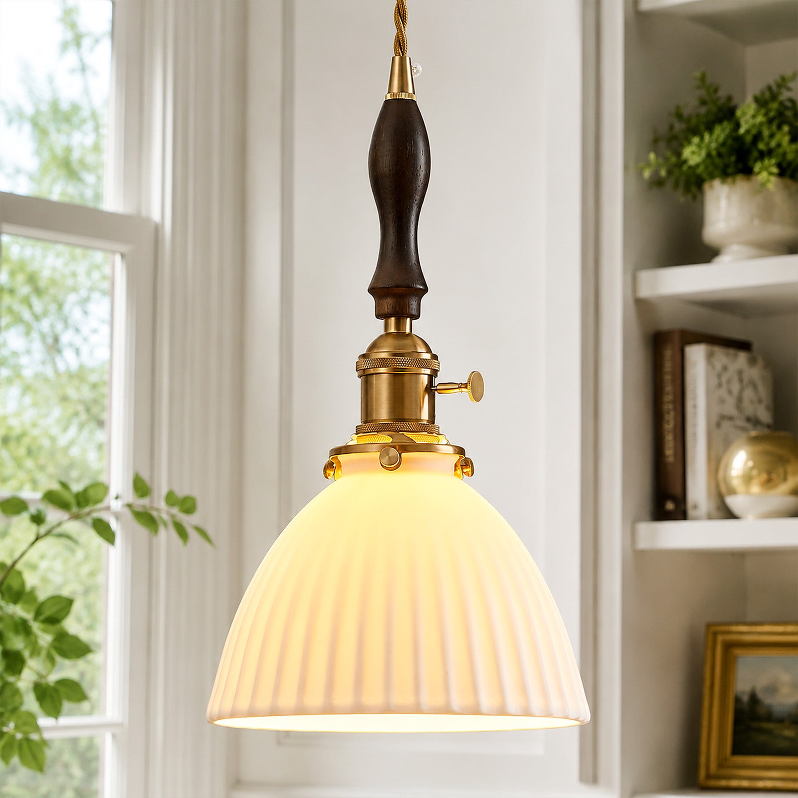 Retro Nordic Striped Ceramic Pendant Light Series