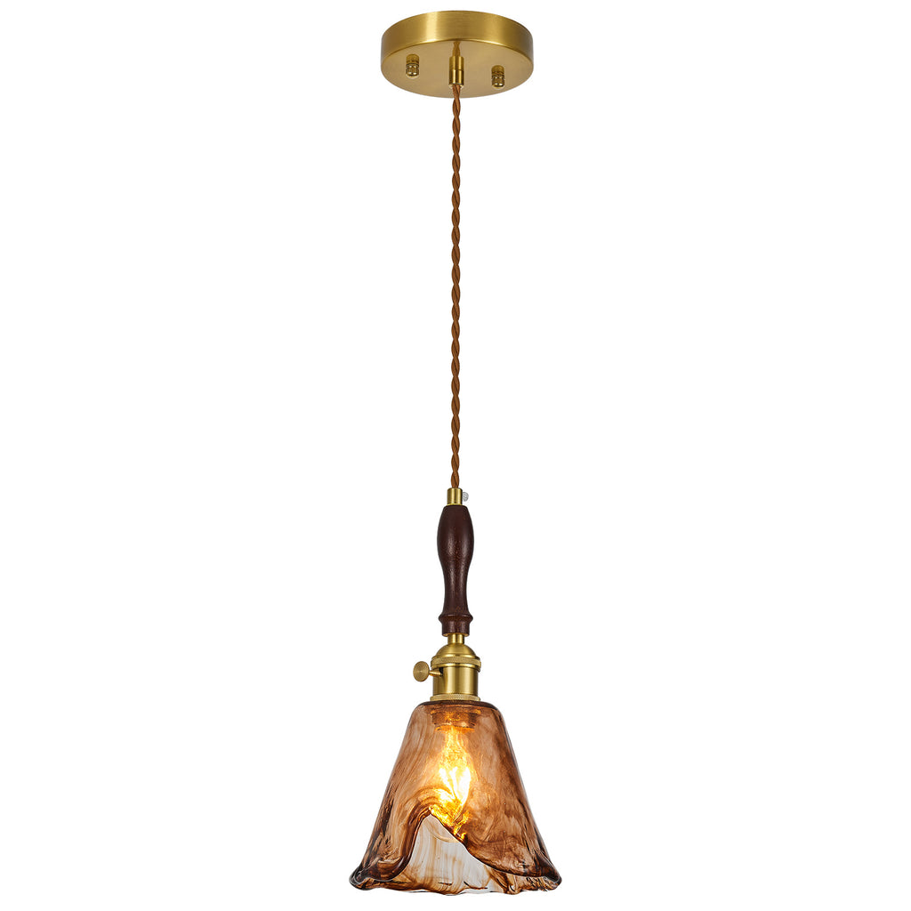 Farmhouse Vintage Textured Glass Hanging Pendant Light