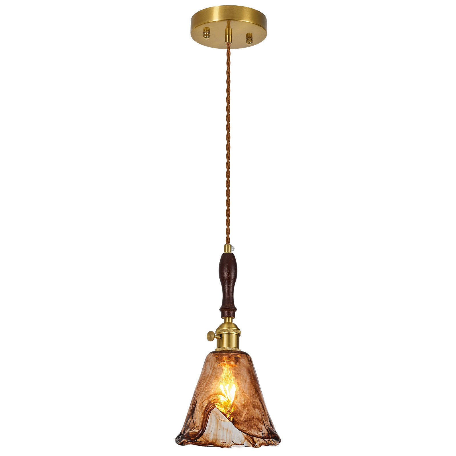 Farmhouse Vintage Textured Glass Hanging Pendant Light