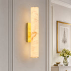 Slim Cylinder Natural Stone Alabaster LED Wall Light for Hallways